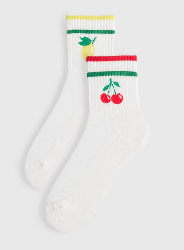 Fruit Sport Stripe Ankle Socks 2 Pack 4-8